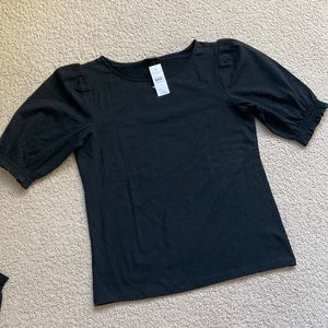 Set of 2 Ann Taylor Black Top Bundle Puff Sleeves